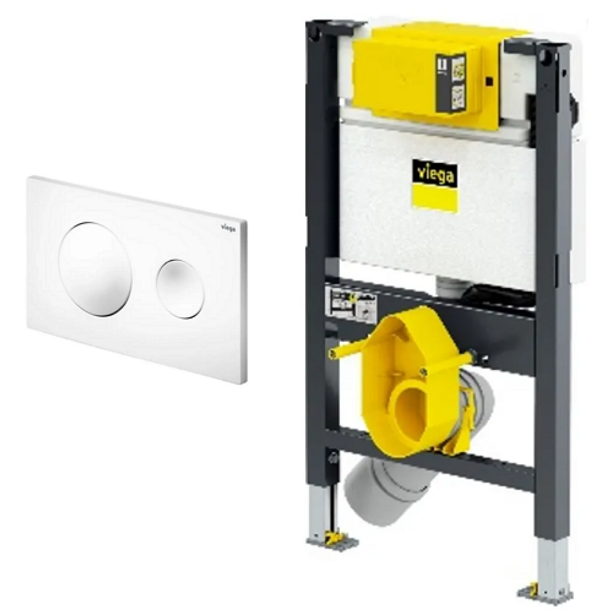 Viega 藏牆式水箱系統貼牆式座廁專用組合 - Visign for Style 20 沖水面板 (白色) + Prevista 藏牆式水箱系統連支架 (86101WH+8533)